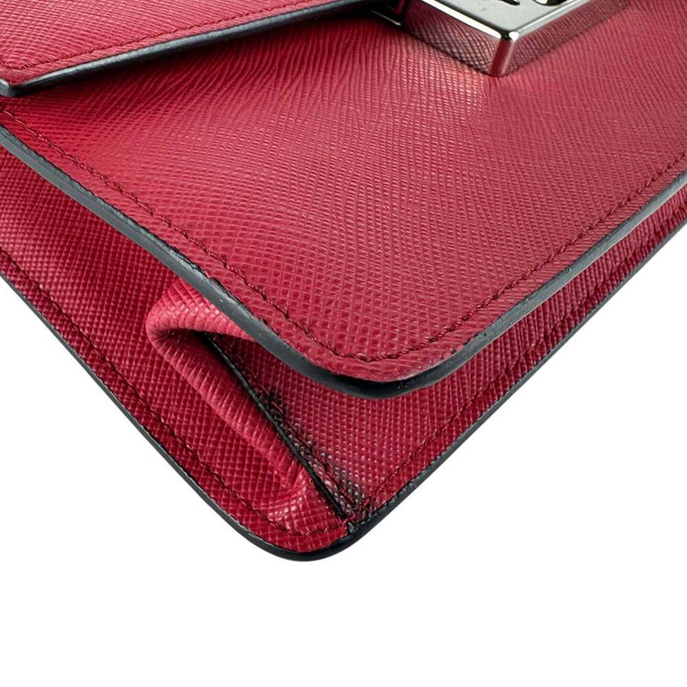 PRADA Red Leather Shoulder Bag - Picture 8 of 13